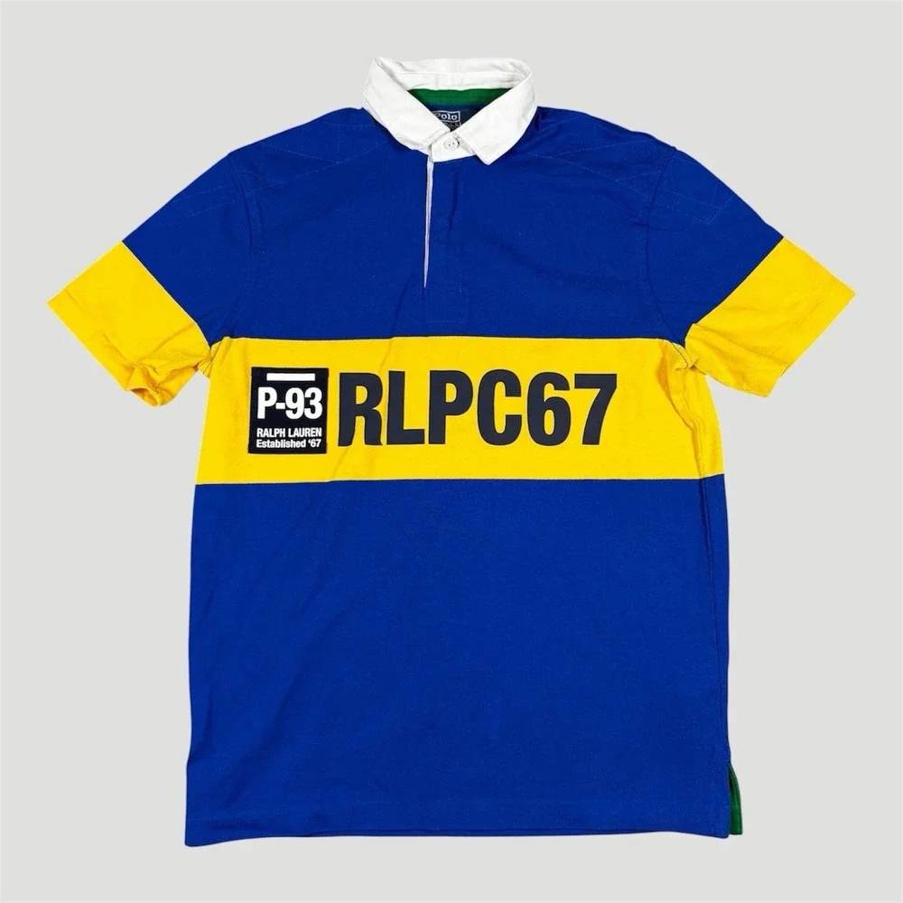 VTG 90s Polo Ralph Lauren P-93 RLPC67 Polo Rugby Shirt Short Sleeve Talon Zip S